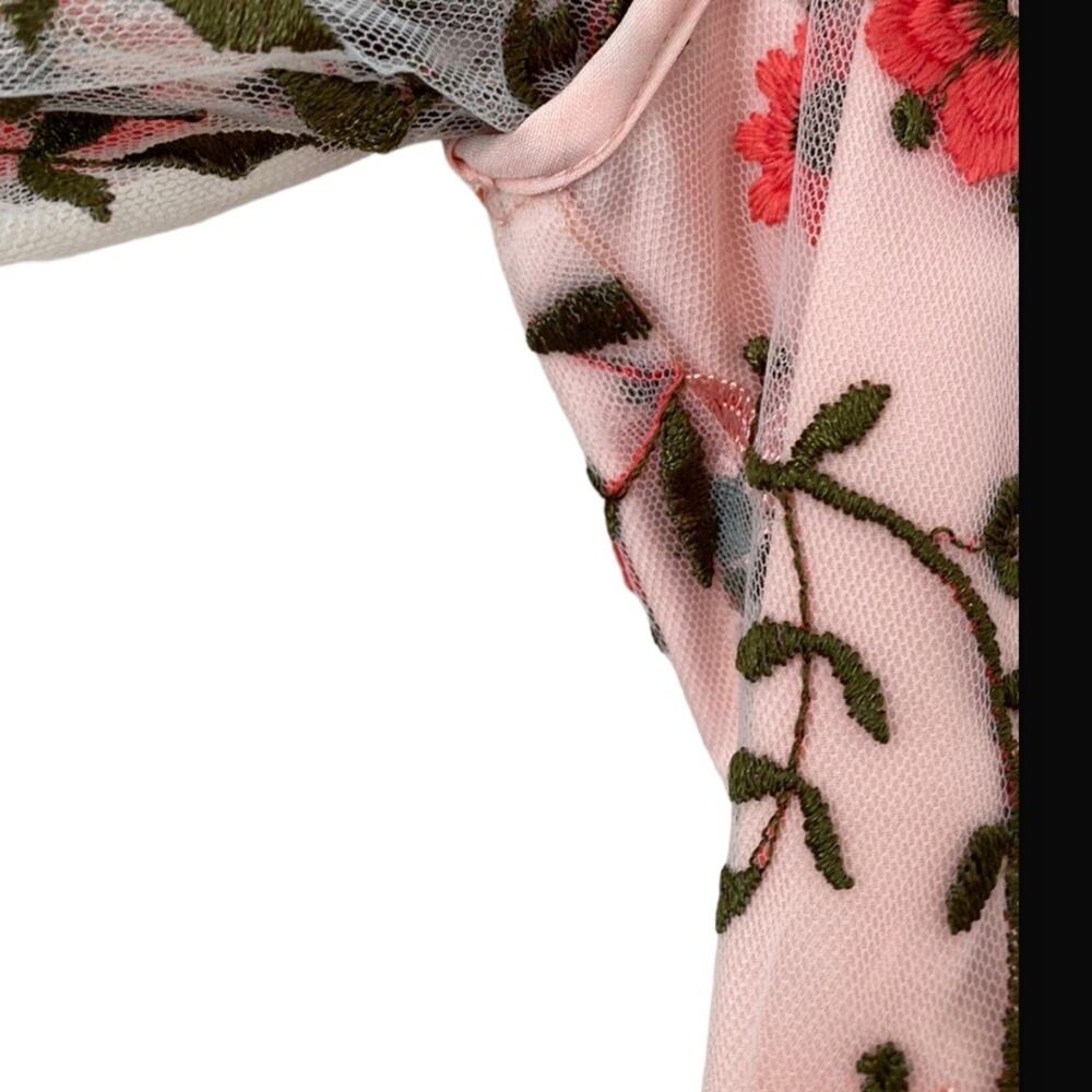 Sam Edelman Embroidered Floral Dress Pink Sz 6 - Picture 2 of 6